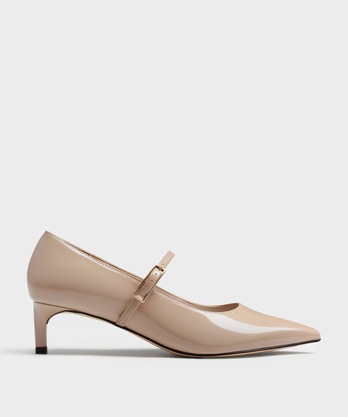 CHARLES & KEITH(チャールズ & キース)の「Luciana ルシアナ クロックエフェクト キトゥンヒール メリージェーンパンプス(パンプス・レディース・ブラック系その他2/ライトベージュ・22.5cm/23cm/23.5cm/24.5cm/25cm/25.5cm)」の4枚目の写真