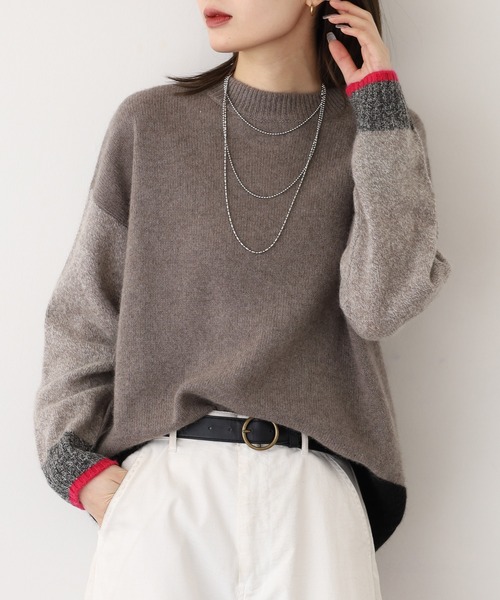 EGLANTINE（エグランティーヌ）の「EGLANTINE ヤク配色ニット（ニット/セーター・レディース・ベージュ/グレー/ダークブラウン/チャコールグレー・38）」の11枚目の写真