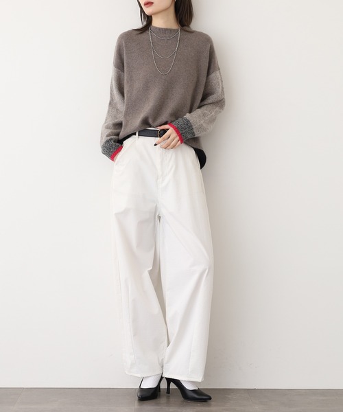 EGLANTINE（エグランティーヌ）の「EGLANTINE ヤク配色ニット（ニット/セーター・レディース・ベージュ/グレー/ダークブラウン/チャコールグレー・38）」の13枚目の写真