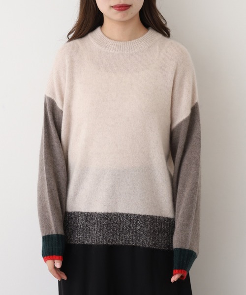 EGLANTINE（エグランティーヌ）の「EGLANTINE ヤク配色ニット（ニット/セーター・レディース・ベージュ/グレー/ダークブラウン/チャコールグレー・38）」の22枚目の写真
