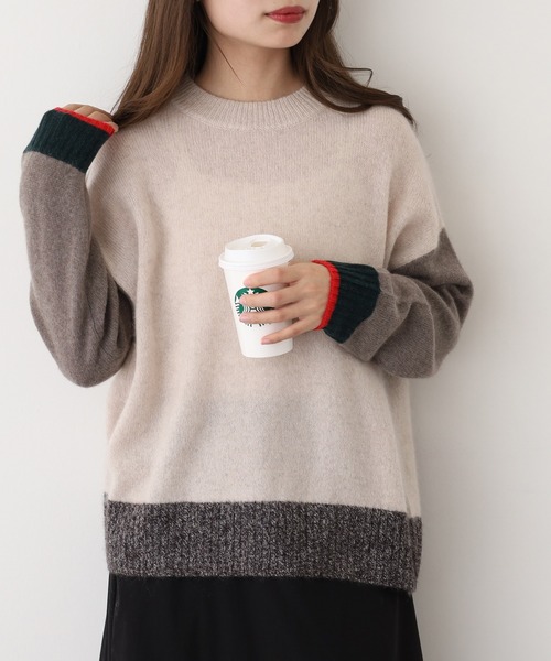 EGLANTINE（エグランティーヌ）の「EGLANTINE ヤク配色ニット（ニット/セーター・レディース・ベージュ/グレー/ダークブラウン/チャコールグレー・38）」の19枚目の写真