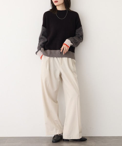 EGLANTINE（エグランティーヌ）の「EGLANTINE ヤク配色ニット（ニット/セーター・レディース・ベージュ/グレー/ダークブラウン/チャコールグレー・38）」の17枚目の写真
