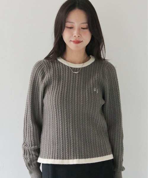HERCLOSET】バイカラーケーブルニット BI-COLOR CABLE KNIT（ニット