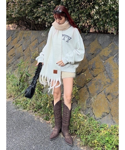 SLY（スライ）の「2WAY BIG MUFFLER ツーウェイ ビッグ マフラー 秋服 冬服（マフラー・レディース・ベージュ・FREE）」の10枚目の写真