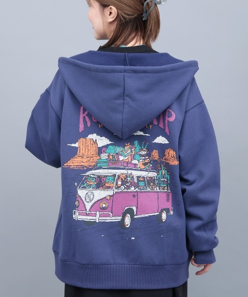 チチカカ（チチカカ）の「裏起毛チビカチナバスジップパーカー【ユニセックス】（パーカー・レディース・パープル/カラフル/ブラック・FREE）」の3枚目の写真