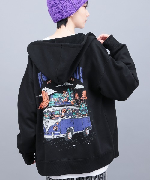 チチカカ（チチカカ）の「裏起毛チビカチナバスジップパーカー【ユニセックス】（パーカー・レディース・パープル/カラフル/ブラック・FREE）」の2枚目の写真