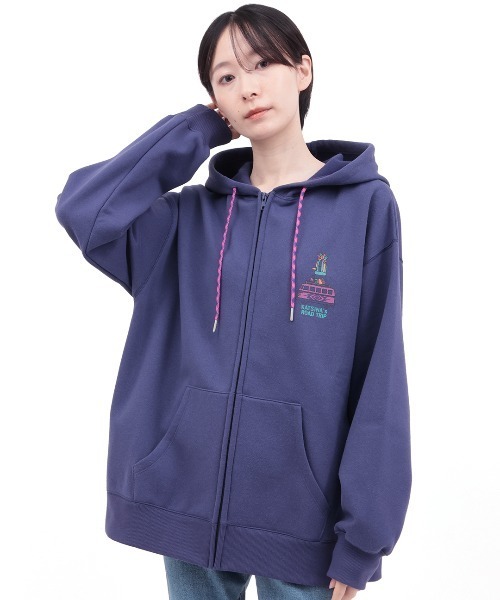 チチカカ（チチカカ）の「裏起毛チビカチナバスジップパーカー【ユニセックス】（パーカー・レディース・パープル/カラフル/ブラック・FREE）」の14枚目の写真