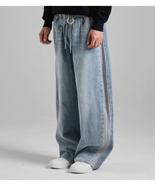 BUTTON SEOUL(ボタンソウル)の「デニムミックススウェットパンツ(ライトブルー)(その他パンツ・メンズ・その他・MEDIUM/LARGE/X-LARGE)」の3枚目の写真