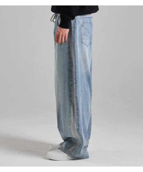 BUTTON SEOUL(ボタンソウル)の「デニムミックススウェットパンツ(ライトブルー)(その他パンツ・メンズ・その他・MEDIUM/LARGE/X-LARGE)」の4枚目の写真