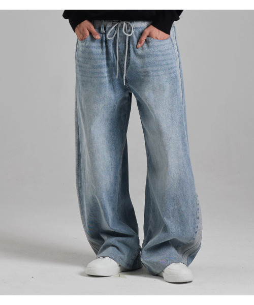 BUTTON SEOUL(ボタンソウル)の「デニムミックススウェットパンツ(ライトブルー)(その他パンツ・メンズ・その他・MEDIUM/LARGE/X-LARGE)」の6枚目の写真