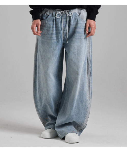 BUTTON SEOUL(ボタンソウル)の「デニムミックススウェットパンツ(ライトブルー)(その他パンツ・メンズ・その他・MEDIUM/LARGE/X-LARGE)」の9枚目の写真