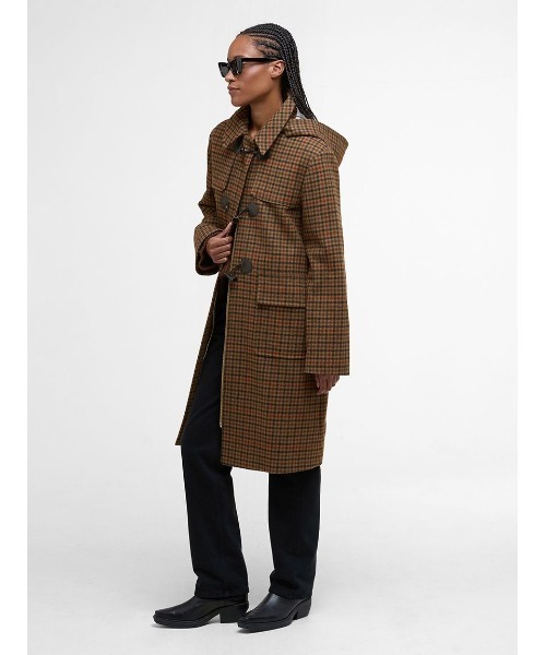 Barbour(バブアー)の「Melody ウール チェック ダッフルコート(レディース)(ダッフルコート・レディース・ブラウン・8/10)」の2枚目の写真