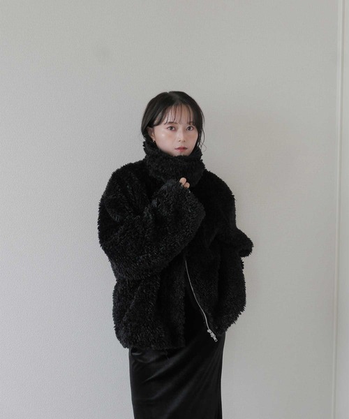 レウリ　ダブルジップショートウールコート　ブラック Reurie'（レウリィ） コート アウター 「HIT ITEM!」ダブルジップ