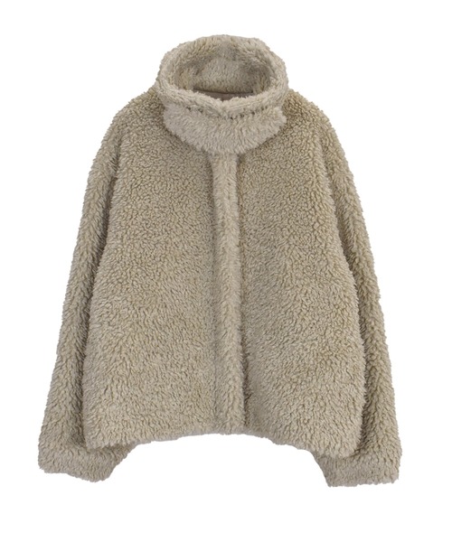 Reurie'（レウリィ）の「オリジナルダブルジップファーコート / ショート丈 カジュアル シンプル 冬 アウター プードル調 ステンカラー スタンドカラー（ステンカラーコート・レディース・ブラック/グレイッシュベージュ/ベージュ・FREE）」の10枚目の写真