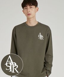 シンボルロゴラウンドネック13番手綿ロングスリーブTシャツ_カーキ