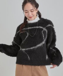 【選べる4柄】ふわふわ ロングフェザーニット
