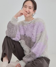 【選べる4柄】ふわふわ ロングフェザーニット
