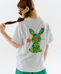 トロピカルフラワーレビットグラフィックバックサイドスウェットシャツ-バックメランジェ