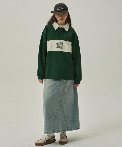 MAGOODGAN(メックウッドガン)の「ラグビー3560 ロゴ刺繍 グリーンカラーTシャツ(スウェット・レディース・その他・SMALL/MEDIUM/LARGE)」の2枚目の写真