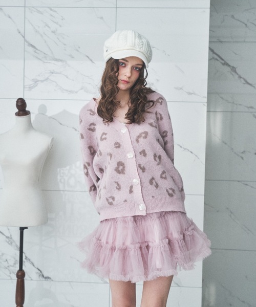 Lovilyn（ラヴィリン）の「ヒョウ柄モヘヤ調カーディガン（カーディガン/ボレロ・レディース・アイボリー/ピンク・FREE）」の3枚目の写真