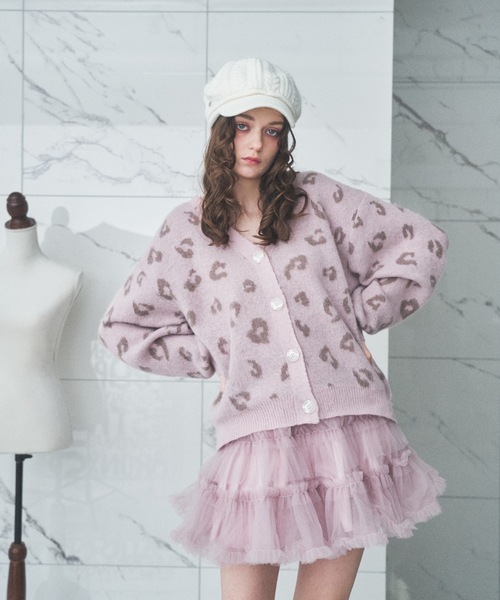 Lovilyn（ラヴィリン）の「ヒョウ柄モヘヤ調カーディガン（カーディガン/ボレロ・レディース・アイボリー/ピンク・FREE）」の4枚目の写真
