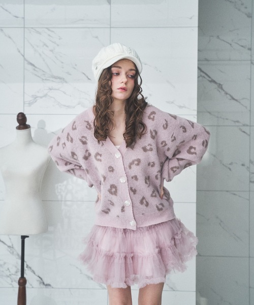 Lovilyn（ラヴィリン）の「ヒョウ柄モヘヤ調カーディガン（カーディガン/ボレロ・レディース・アイボリー/ピンク・FREE）」の6枚目の写真