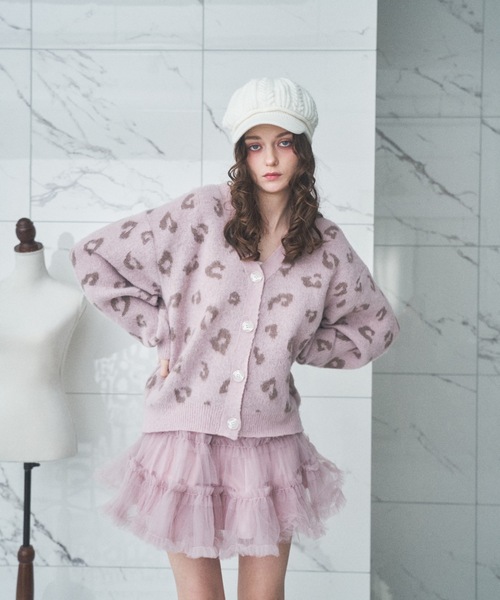 Lovilyn（ラヴィリン）の「ヒョウ柄モヘヤ調カーディガン（カーディガン/ボレロ・レディース・アイボリー/ピンク・FREE）」の7枚目の写真