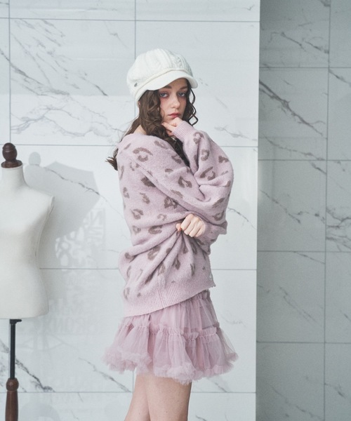 Lovilyn（ラヴィリン）の「ヒョウ柄モヘヤ調カーディガン（カーディガン/ボレロ・レディース・アイボリー/ピンク・FREE）」の8枚目の写真