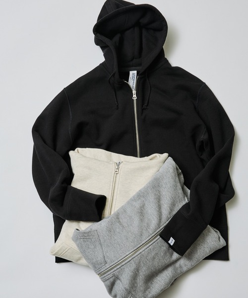 LOOPWHEELER(ループウィラー)の「【別注】LOOPWHEELER / Sweat Zip Hoody(パーカー・メンズ・ライトグレー/ブラック/ネイビー/ナチュラル・SMALL/MEDIUM/LARGE/X-LARGE)」の2枚目の写真