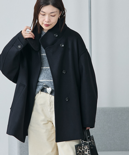 journal standard L'essage（ジャーナルスタンダードレサージュ）の「《追加3》MANTECO/TWEEDスタンドショートコート（その他アウター・レディース・ブラック/カーキ・38/36）」の9枚目の写真