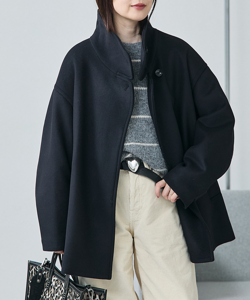 journal standard L'essage（ジャーナルスタンダードレサージュ）の「《追加3》MANTECO/TWEEDスタンドショートコート（その他アウター・レディース・ブラック/カーキ・38/36）」の11枚目の写真