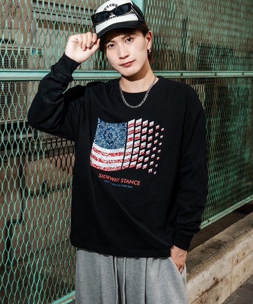 セール】【SIDEWAYSTANCE】バンダナ星条旗長袖Tシャツ（Tシャツ