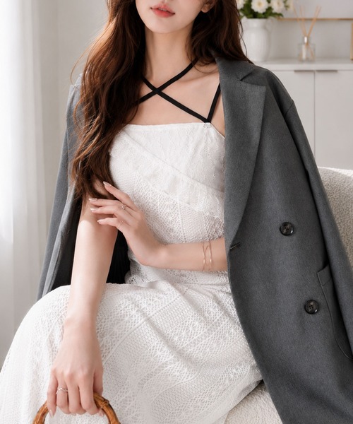 mily bilet(ミウィビレット)の「【mily bilet】上品に映える。モードに纏うレース切り替えチョーカー風リボン付きワンピース(ワンピース・レディース・ブラック×グレー/ホワイト×ブラック・LARGE/MEDIUM/SMALL/X-LARGE)」の13枚目の写真