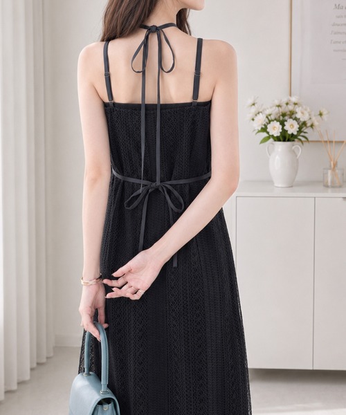 mily bilet(ミウィビレット)の「【mily bilet】上品に映える。モードに纏うレース切り替えチョーカー風リボン付きワンピース(ワンピース・レディース・ブラック×グレー/ホワイト×ブラック・LARGE/MEDIUM/SMALL/X-LARGE)」の12枚目の写真