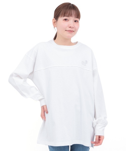 チチカカ（チチカカ）の「ベーシック刺繍ロングTシャツ（Tシャツ/カットソー・レディース・ブラック/ホワイト・FREE）」の6枚目の写真