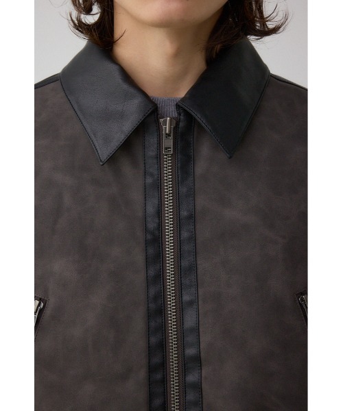 AZUL by moussy(アズールバイマウジー)の「切替合皮ブルゾン 秋服 冬服 ジャケット(ブルゾン・メンズ・イエロー系その他/ブラック系その他・MEDIUM/LARGE)」の10枚目の写真