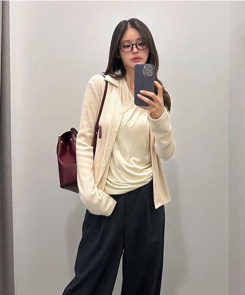 320SHOWROOM（320ショールーム）の「Open collar Ribbed Cardigan Beige（カーディガン/ボレロ・レディース・その他・FREE）」の8枚目の写真