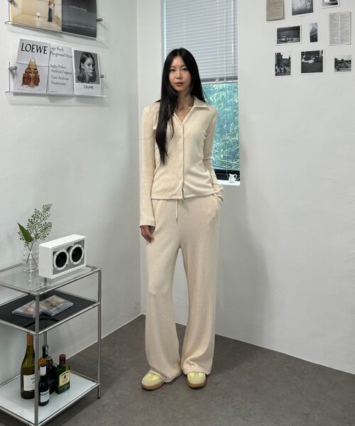 320SHOWROOM（320ショールーム）の「Open collar Ribbed Cardigan Beige（カーディガン/ボレロ・レディース・その他・FREE）」の2枚目の写真