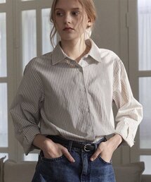 Emblem Logo Stripe Shirt - Blue