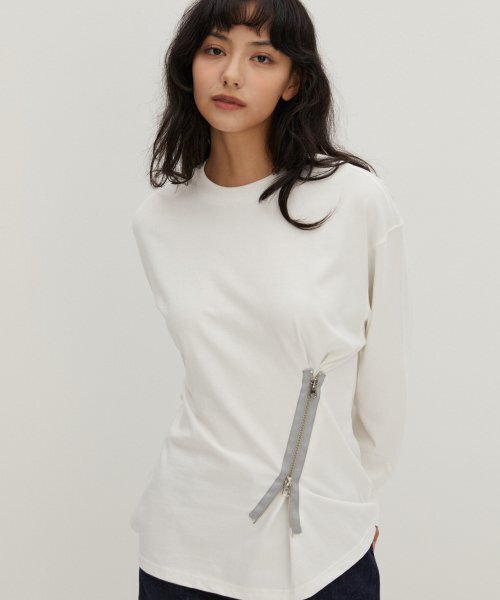 RAVEROUS（レイバーロス）の「ジッパーディテールTシャツホワイト（Tシャツ/カットソー・レディース・その他・1）」の3枚目の写真