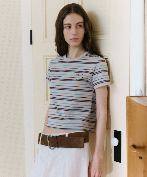 ROLAROLA（ロラロラ）の「ストライプ リンガー Tシャツ OM+BR（Tシャツ/カットソー・レディース・その他・S/M）」の2枚目の写真