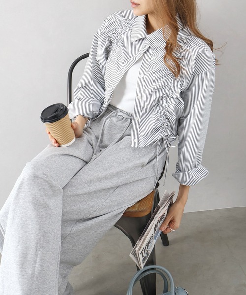 SpRay(スプレイ)の「フロントシャーリングシャツ(シャツ/ブラウス・レディース・ホワイト×ブラック/ブルー系その他/ブルー系その他2/サックスブルー/ホワイト・FREE)」の16枚目の写真