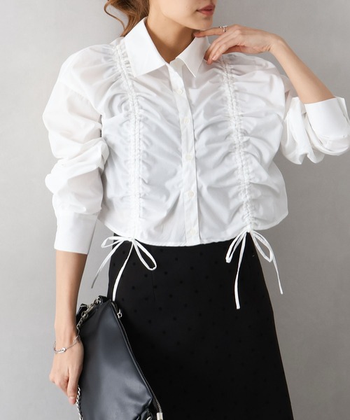SpRay(スプレイ)の「フロントシャーリングシャツ(シャツ/ブラウス・レディース・ホワイト×ブラック/ブルー系その他/ブルー系その他2/サックスブルー/ホワイト・FREE)」の6枚目の写真