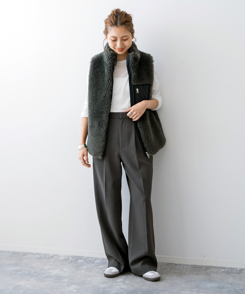 Spick & Span（スピックアンドスパン）の「《追加》ダブルクロスツータックパンツ（スラックス・レディース・ブラウン/チャコールグレー・40/38/36/34）」の13枚目の写真