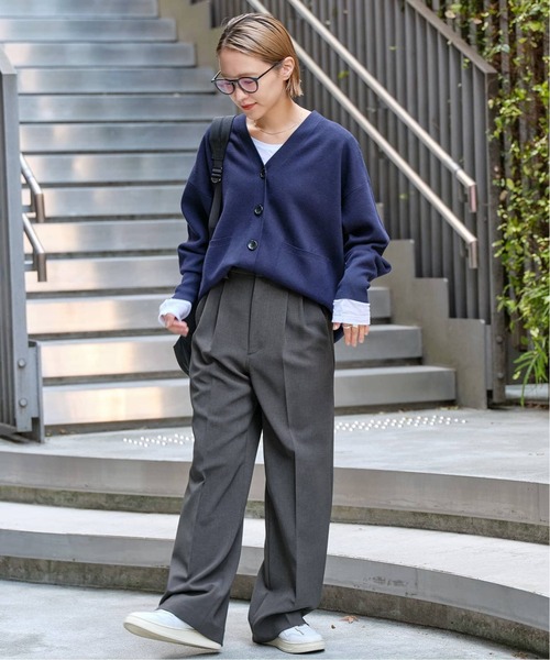 Spick & Span（スピックアンドスパン）の「《追加》ダブルクロスツータックパンツ（スラックス・レディース・ブラウン/チャコールグレー・40/38/36/34）」の14枚目の写真