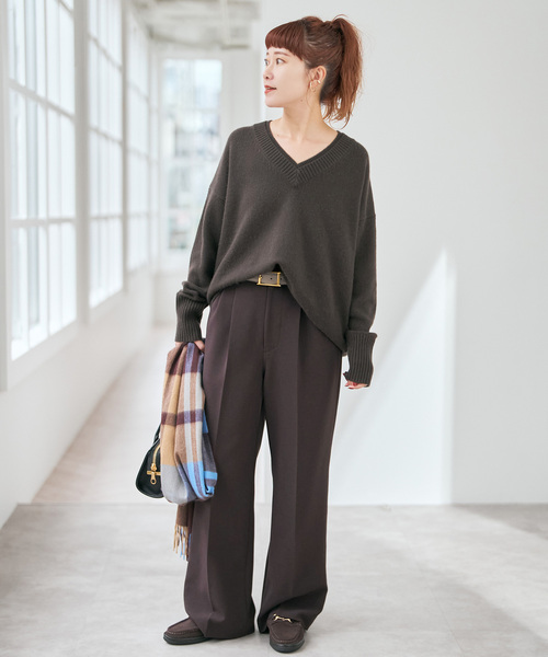 Spick & Span（スピックアンドスパン）の「《追加》ダブルクロスツータックパンツ（スラックス・レディース・ブラウン/チャコールグレー・40/38/36/34）」の16枚目の写真