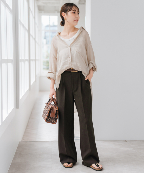 Spick & Span（スピックアンドスパン）の「《追加》ダブルクロスツータックパンツ（スラックス・レディース・ブラウン/チャコールグレー・40/38/36/34）」の19枚目の写真