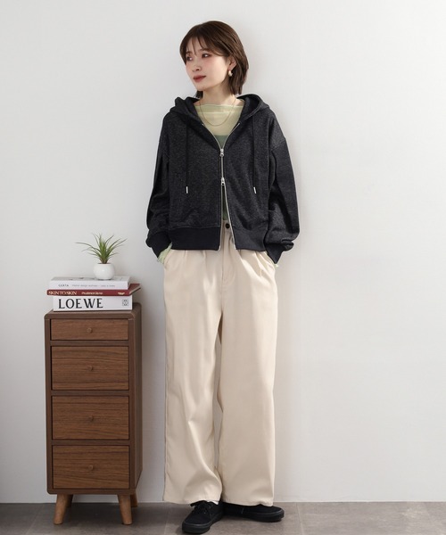 hunch(ハンチ)の「hunch ラメ裏毛ダブルジップフーディー(パーカー・レディース・チャコール/アイボリー/杢グレー・FREE)」の18枚目の写真