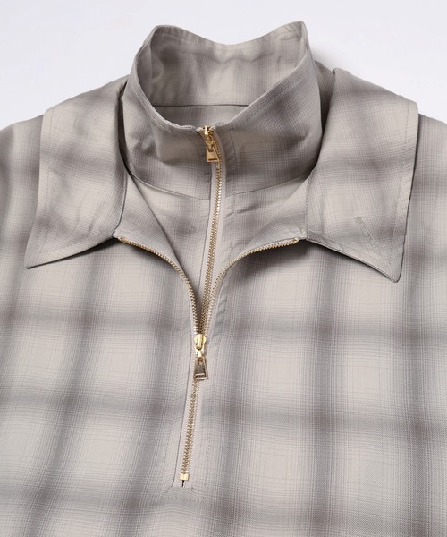 CULLNI(クルニ)の「Ombre Check Half Zip Layerd Collar Pullover(シャツ/ブラウス・メンズ・ブラック/グレー・0/1/2)」の7枚目の写真