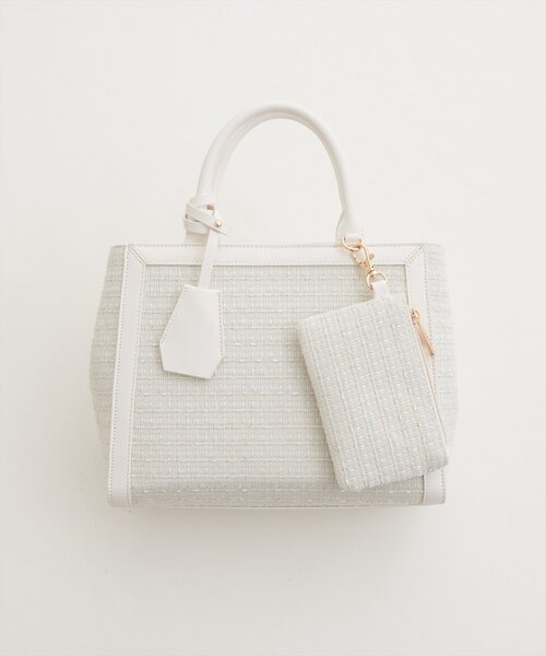 natural couture（ナチュラルクチュール）の「フラグメント付きミドルBAG（ハンドバッグ・レディース・ベージュ/アイボリー/ブラック・FREE）」の9枚目の写真